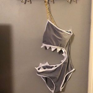 One shoulder shark bite bathing suit